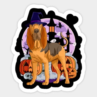 Bloodhound Dog Cute Witch Halloween Pumpkin Sticker